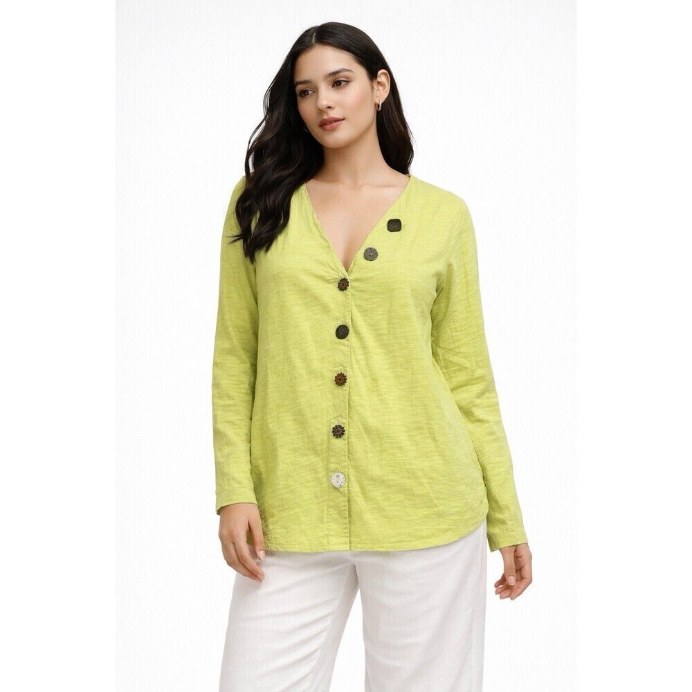 Soft Surroundings Green Assymetrical Top LARGE Danielle Shirt Tunic